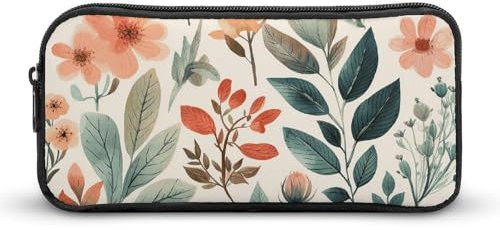 BTCOWZRV Großes Federmäppchen, Aquarell-Blumen, ästhetisches Stifteetui für Damen und Herren, tragbare Kosmetiktasche, multifunktionale Münztasche für Büro, Urlaub, Stil, 22 x 12 x 5 cm, Stifteetui,