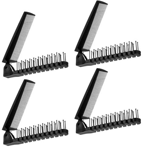 JIEYAO 4 Pcs Folding Comb, Travel Foldable Brush Comb, Compact Pocket Hair Comb Double Headed Hair Brush Small Folding Hair Brush Anti-Static Hairdressing Tools for Men Women