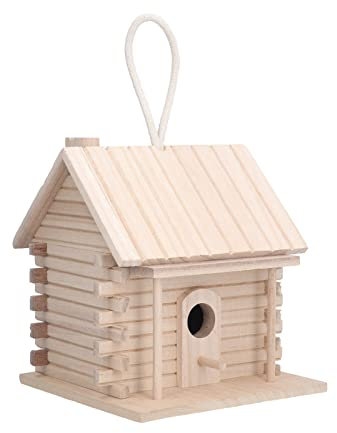 Vogelhaus Birdhouse 19 * 18 * 18 Wood Bird House Hanging Log Cabin Birdhouse for Bird Outdoor Decor and Interior House Decor