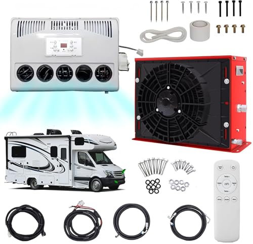 24V RV Air Conditioner Split Kit - 850W Silent Fast Cooling, 450m³/H Air Volume for Semi-Trailer Trucks, Buses, RVs, Caravans, Excavators - Parking AC Unit