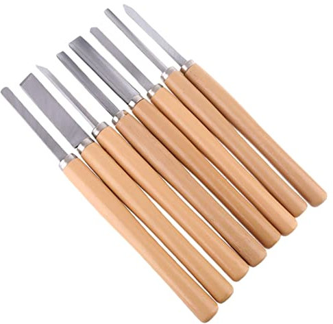 Cinceles , Juego de cinceles for torno for carpintería, juego de 8 piezas, herramientas de torneado de madera, cincel for torno de madera, corte, tallado, juegos de cinceles for madera, mangos de made