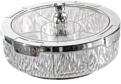 Sharplace Dried Fruit Plate Nuts Dish Home Decor with Compartment Rotating Divided Serving Tray Appetizer Plate for Candy Cookies, white