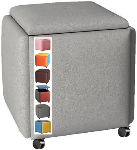 Stapelbarer Sofasessel Hocker Würfel 5 in 1, Kombination Sitzwürfel Fußhocker Fußbank Polsterhocker Sitztruhe Schuhbank Sitzhocker mit Rollen Fußstütze Ottomane Kreativ Würfel Sofa