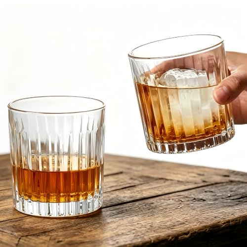RYHMHA Set di 2 bicchieri da whisky in cristallo, 300 ml, bicchieri da whisky in cristallo senza piombo