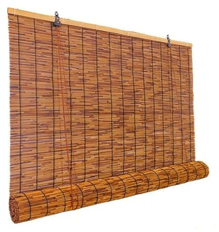 Bambusrollo Schilf Vorhang Natur Raffrollo Fensterrollo innen 50 65 85 90 105 125 130 145 150 Bambus Sichtschutz Sonnenschutz, Rollos für Garten, Balkon und Terrasse(110 x 250 cm)