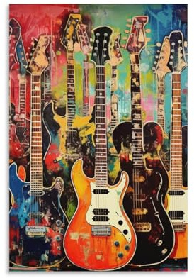 DHBANEIOK Gitarre Wandbilder Leinwand Bilder Wandkunst Malerei Poster Kunstdruck Deko Wandbild Dekoration Für Wohnzimmer Schlafzimmer Flur Wand 12x18inch(30x45cm)