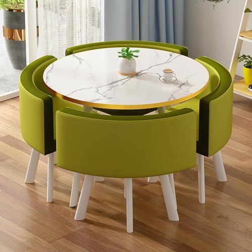 Runde Essgruppe für 4 Personen - Platzsparender Küchen- und Konferenztisch mit Stühlen, perfekt für Zuhause, Lounge und Wohnzimmer