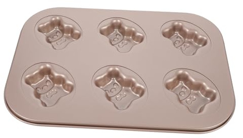 iplusmile Moule à Gâteau Antiadhésif 6 Cavités Petit Ours En Acier Au Carbone Résistant Haute Température Pour Pâtisserie Maison Diy Garçon Et Filles | Qualité Alimentaire, Usage Maison Diy, pour Repas en Famille et Réunions Entre Amis