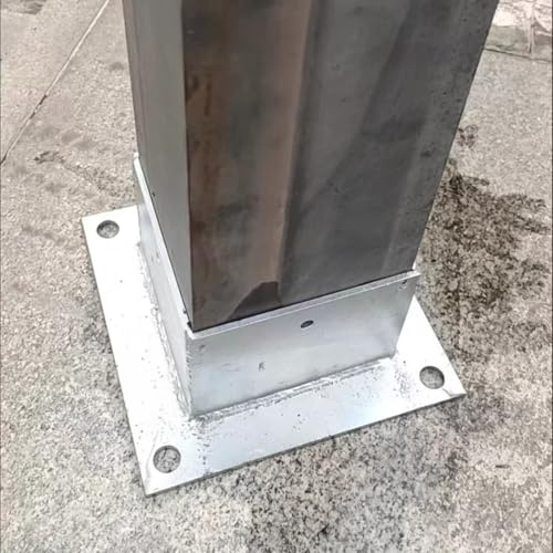 Piastra di base quadrata per pali da 60 x 60, 70 x 70, 100 x 100, 150 x 150 mm, robusta piastra di ancoraggio per recinzioni, pergole, cassette delle lettere, supporto in calcestruzzo (120 x 120 mm)