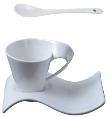 AHUFGN Cup And Saucer Set Coffee Cup And Saucer Set White Ceramic Coffee Cup Breakfast Cup With Saucer(130ml+plate)