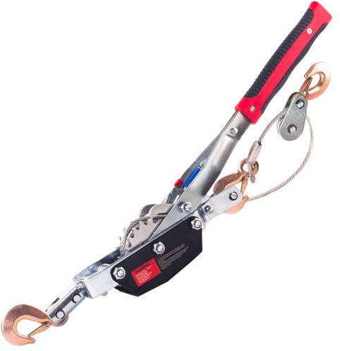 JOYANALL Come Along Winch,5 Ton Capacity Portable Power Puller with 11.5FT Steel Cable,Heavy Duty Come Along Tool with Dual Gears,3 Hooks,Hand Winch Tool