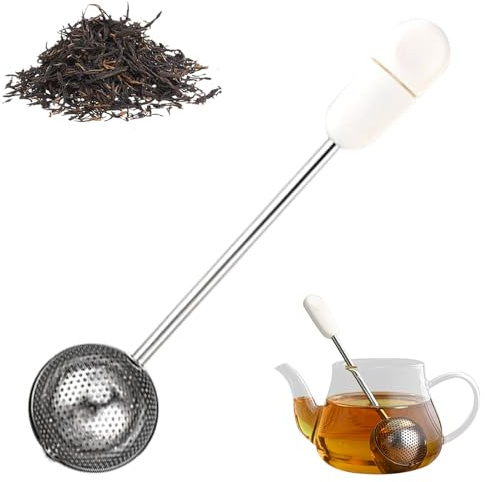 1PC Tea Strainer Ball with Handle for Loose Leaf Tea, Stainless Steel Teas Infuser, Rotating Strainer Ball Fine Mesh Filte-rs Diffuser, Reusable Fine Mesh Teas Interval Diffuser