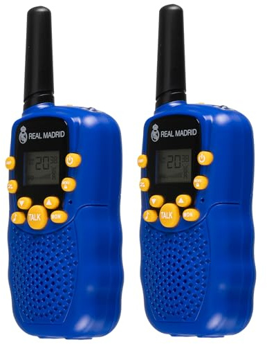 Real Madrid Walkie-Talkies Kinder 6 km Reichweite 8 Kanäle VOX-Modus Taschenlampe Gürtelclip