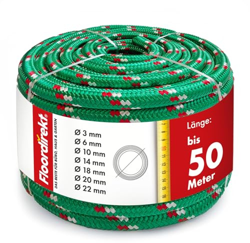 Floordirekt Polypropylen Seil K2 – 10mm 100m grün-rot, UV-beständig & wetterfest – strapazierfähiges PP-Seil für Garten, Camping, Boot & Landwirtschaft