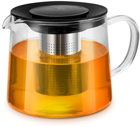 Théière En Verre, 1,5 L Theiere Avec Infuseur, Théière En Verre Avec Filtre En Acier Inoxydable, Théières En Verres Avec Couvercle, Pour Thé Fleuri Et Feuilles En Vrac, Résistante À La Chaleur