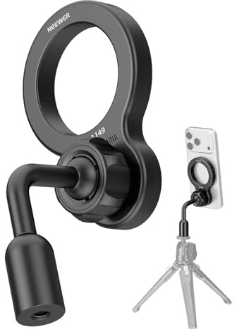 NEEWER BASICS Magnetic Phone Tripod Mount Adapter, 360° Ball Head Aluminum Compact Lightweight Portable Phone Holder Attachment Compatible with MagSafe iPhone Samsung Android Video Recording, PA149 | Aluminum, Compact Lightweight Portable Phone Holder Attachment Compatible with MagSafe iPhone Samsung Android Video Recording