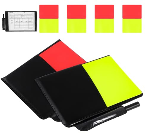 Hohopeti Set Cartellini Arbitro Calcio Rosso-Giallo con Custodia in PVC Penna e Tabellino Punteggi Kit Ufficiale per Gestione Partita e Arbitraggio Tornei Sportivi