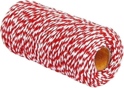 Filo da forno in cotone, filo rosso e bianco, filo da macellaio per cuocere, cucinare, fai da te, imballaggio, 100 m, filo da giardino e nastri, arti e mestieri