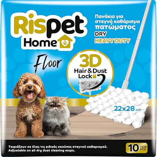 RISPET Lot de 10 Chiffons de Sol en Microfibre 3D, Attrape-poussière, saleté et Poils d'animaux pour Tous Types de sols