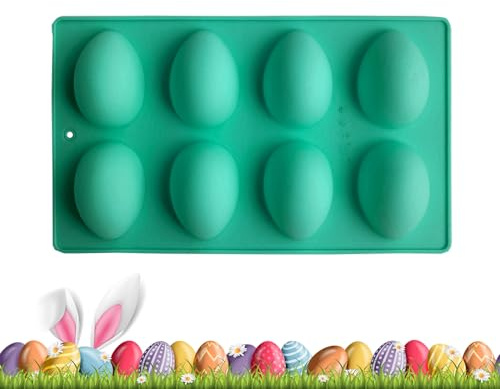 per Pasqua | Stampo da Forno Antiaderente da 8 Cavità Fai-da-te | Stampo per Uova di Pasqua per Cioccolato Fondente - per Biscotti Gelatina Budino Casa Cucina Ristorante Festa