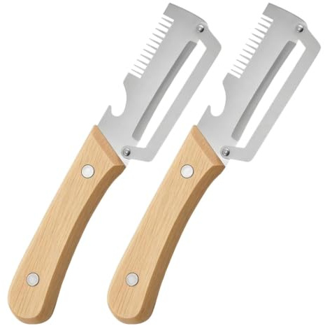2 Pack Pelador Verduras Multifunción, Pelador De Cocina Multifuncional 3 En 1, Cuchillo De Pelar Multifuncional Con Abrebotellas Para De Frutas, Verduras, Pepinos, Patatas Y Zanahorias