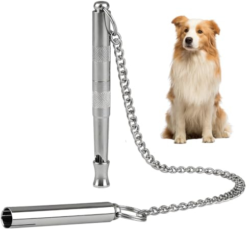 FUSDNW Silent Dog Whistle with Stainless Steel Chain Dog Whistles for Recall with 120khz Adjustable Frequency Ultrasonic Copper Core Dogs Training Whistles to Stop Barking