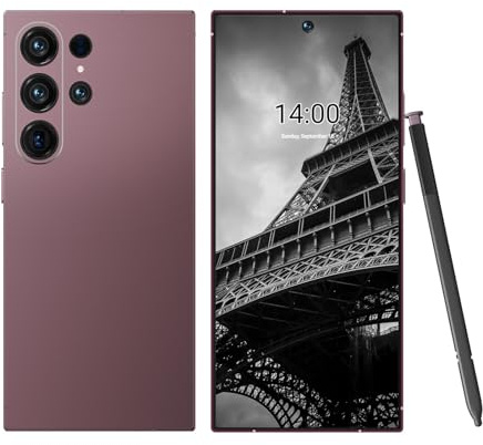 S26 Ultra 5G Smartphone, 8GB 256GB Dual SIM Dual Standby Cellphone, 6.9in HD Mobile Phones, Face ID, Fingerprint Unlocking, 8000Mah Large Capacity Battery(Gold)