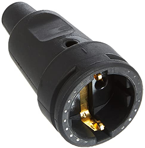 Kopp Schutzkontakt-Gummikupplung in schwarz - Bruchfeste IP20-Kupplung aus Vollgummi mit Knickschutz & Zugentlastung - VDE-geprüft - Schutzkontakt 16A / 250V~ - Für Profi- & Heim-Einsatz