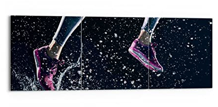 Wandbilder Dekoration Wohnzimmer Laufen Lifestyle Leichtathletik Schuhe Bilder auf Leinwand 150x50cm Leinwandbild Schlafzimmer Set 3 teilige Kunstdruck Art Groß XXL Wanddeko Bild Canvas CA150x50-2900