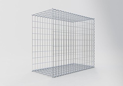 GABIONA Cesta de piedra de gavión rectangular, malla de 5 x 10 cm, profundidad de 50 cm, cesta de cultivo tipo 2, cierre de espiral, galvanizado (100 x 90 x 50 cm)