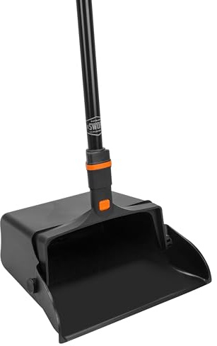 SWOPT 12” Upright Dustpan, Standard Combo – Ergonomic Design Eliminates Need to Bend While Cleaning – Interchangeable with All SWOPT Cleaning Products