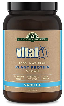 Vital Plant Protein Vanilla 1KG | 100% Plant Protein | Vegan Powder | Pea Protein | Gluten & Dairy Free | Natural | Complete Amino Acid Profile