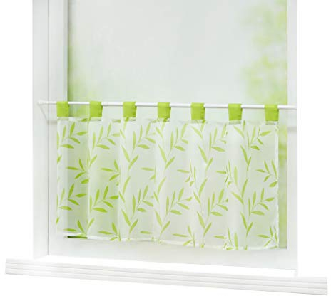 Joyswahl Scheibengardine Voile Bistrogardine »Celilie« mit Blätter Muster Transparente Gardine Stores HxB 45x120cm Grün 1er Pack
