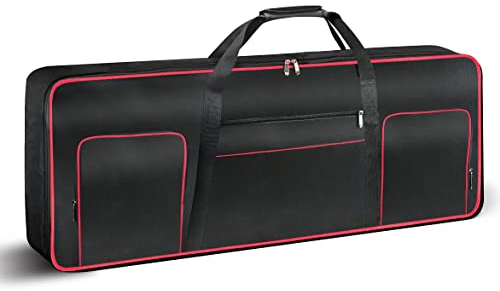 Ruibo Keyboardtasche 61 Tasten,Gigbag 600D Oxford-Tuch mit 10 mm Baumwoll-Gepolstert,Tragbar Langlebig Wasserdicht,101,6 x 40,6 x 15,2 cm,Schwarz+Rot