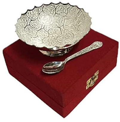 Garden Of Arts Silberne Silber-Schüssel mit Löffel, tolles Geschenk (Größe 8,9 cm)