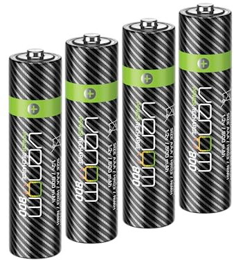 Venom Batterie ricaricabili AAA - 800mAh 1,2V NiMH (confezione da 4), nero