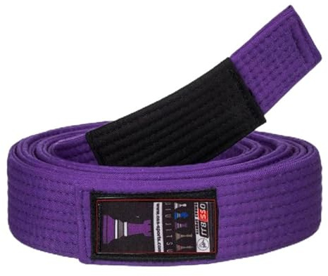 OSS Combat Sports Cinturón BJJ Cinturón Jiu-Jitsu brasileño Aprobado por IBJJF para Adultos 100% algodón Cinturones listos para Competencia diseño Duradero y liviano - BJJ Gi A2, A3 (Purpura, A2)