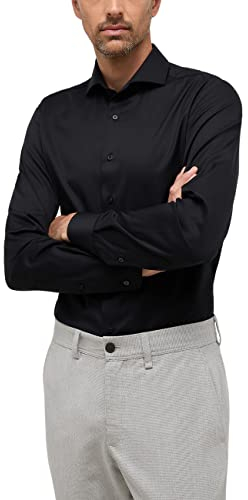 ETERNA Slim Fit Cover Hemd Langarm blickdichter Twill schwarz Größe 40