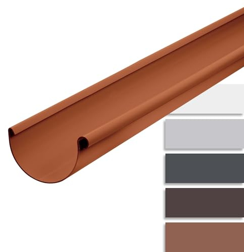 INEFA Dachrinne halbrund 2m x NW150 / 150mm Braun Kunststoff | PVC-U Regenrinne für Dachentwässerung am Gartenhaus, Carport, Terrasse & Pavillion zur Steckmontage