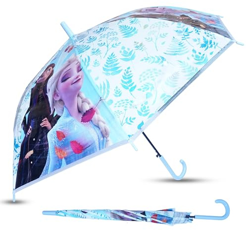 Kids Licensing SRV Hub Regenschirm, transparent, bedruckt, für Kinder ab 3 Jahren, Die Eiskönigin 2 (klassisch), S, Blau, Transparent, S, Blau, Transparent, S, Klassisch, Blau, transparent, S,
