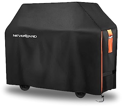 NEVERLAND Barbecue Covers - BBQ Cover Waterproof Heavy Duty Large 420D Thickened Barbecue Cover, with Zip,Bumper Rubbers,Reflective Strip Handle,Ventilated Mesh,Loop Tape,Storage Bag (145x61x117cm)