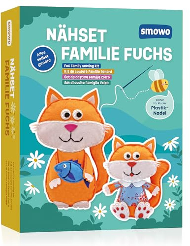 Smowo® Kit de couture en feutre pour enfants - Peluches à coudre soi-même - Kit de bricolage avec instructions de couture et vidéo - Pour filles et garçons