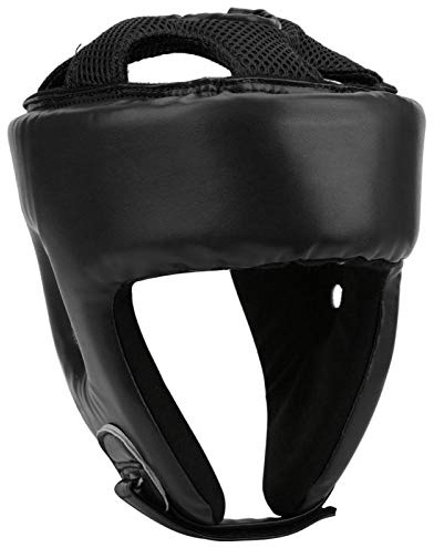 EVTSCAN Boxen Kopfbedeckungen Boxhelm PU Leder Verstellbarer Kopfschutz Sanda Kickboxen Training Defense MMA Kopfbedeckungen