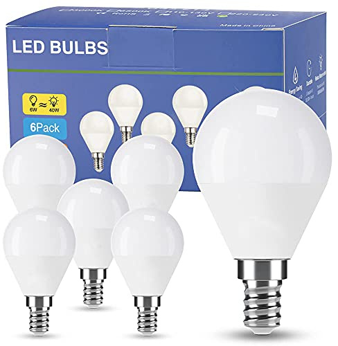 Lampadine Led Attacco Piccolo Luce Calda 3000K G45 Mini Globo 6w 550 Lumen | Equivalenti a 40W E14 Base Classic Bulbo Risparomio Energetico, Non Dimmerablie Nessun Sfarfallio Lampadina Pacco da 6