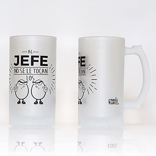 mundohuevo Jarra de cerveza regalo jefe. Al jefe no se le tocan los huevos. 500 ml.