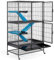 Yaheetech 2-Story Small Animal Cage with Rolling Stand, Removable Platform & Ramp - 137cm Metal Habitat for Ferrets, Chinchillas, Rabbits, Hedgehogs, Black