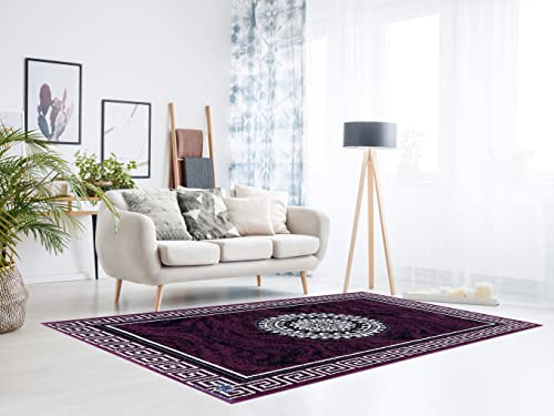 Alfombra Salón y Dormitorio VERSACH Pelo Corto Lavable 160x230 cm Morado