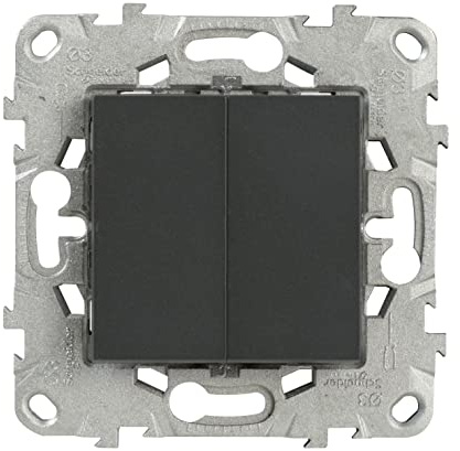 SCHNEIDER - 10A Anthrazit Unica Déco Doppel-Wechselschalter - Kunststoffmechanismus - 250V, IP21 - CE Standard - Steuerung von Zwei Lichtkreisen - Mattes Finish - 60 x 60 x 40 mm