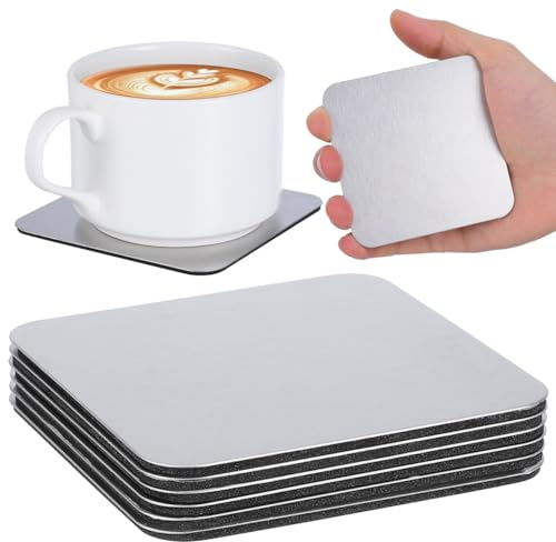 UPKOCH Edelstahl Untersetzer Set 6 Stück Quadratische Tassenmatten Mit Halter rutschfest Hitzebeständig Für Tassen Gläser Teekannen Und Kaffeetassen