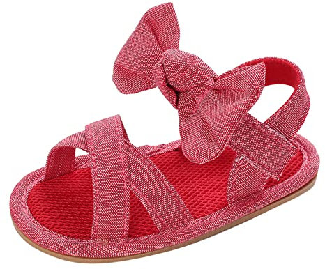 DUHGBNE Sandali Tacco Fucsia Estate Bambini Scarpe da bambino per bambini Sandali per ragazze Fondo piatto Leggero Punta Tinta unita Cinturino posteriore Confortevole Bambina Sandali Chiusi